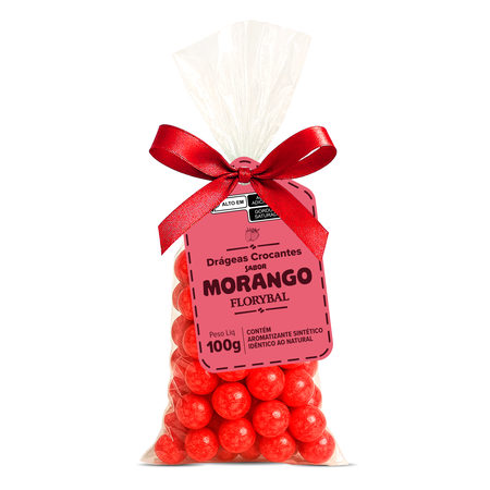 saco drageas crocantes morango 100g