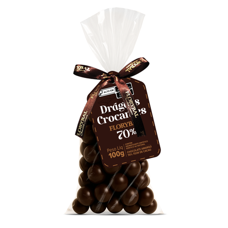 saco de drageas crocantes chocolate amargo 100g