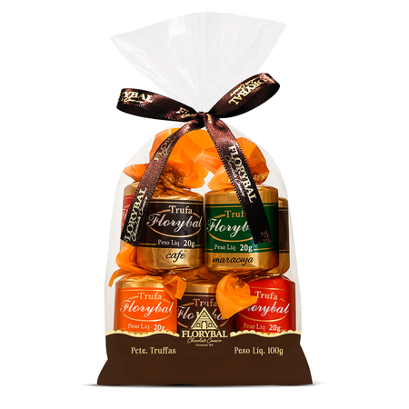 pacote com trufas douradas 100g